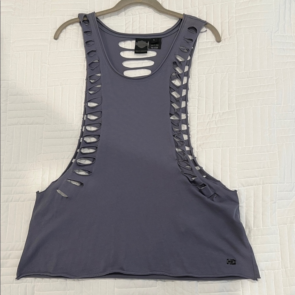 Harley-Davidson Gray Cutout Tank Top